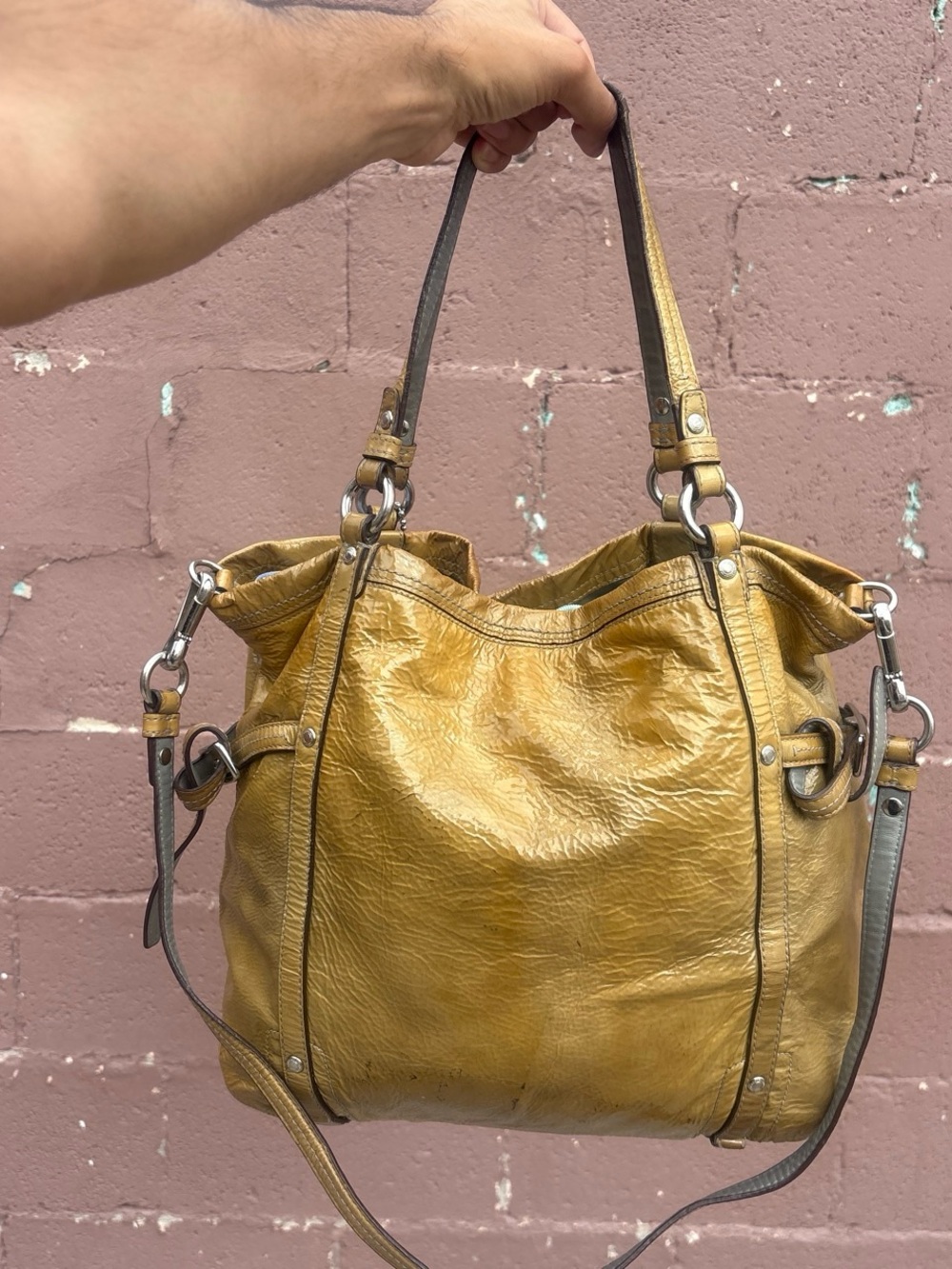 yellow patent leather Coach Audrey Andie - Picture 3 of 6